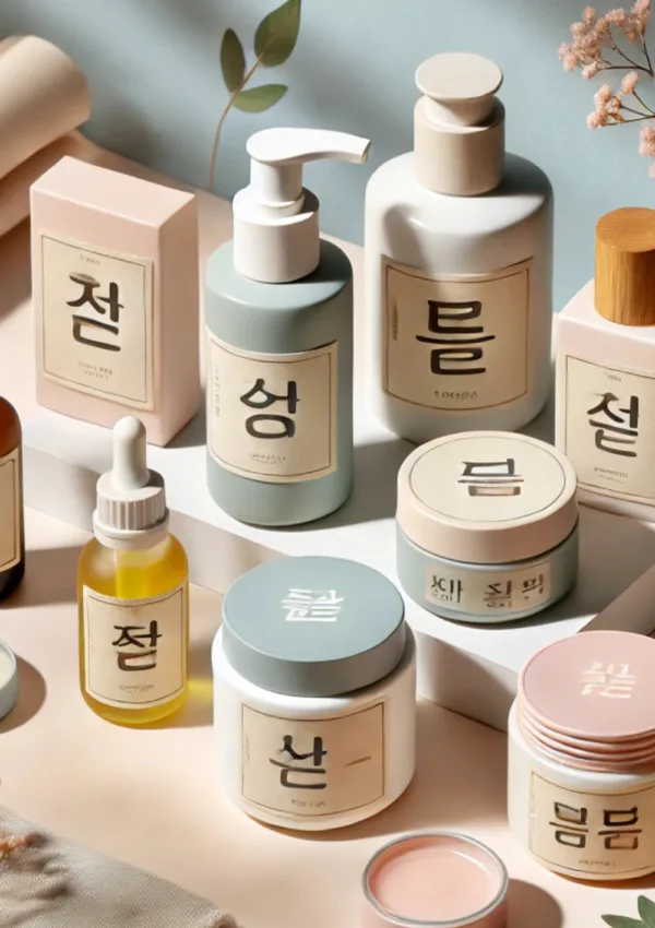 Skincare coreano. Prodotti coreani per la cura della pelle dal design minimalista e con etichette coreane.